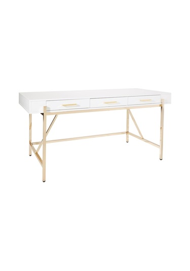 Mandy Gold Metal Beyaz Çalışma Masası