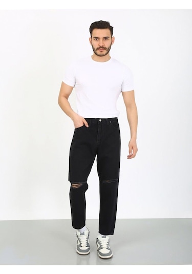 Boyfriend Diz Yırtık Siyah Jean-siyah - 36 Siyah