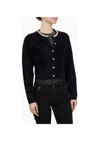 Almi Alice And Olivia Dollie Inci Yakalı Kaşmir Hırka Siyah