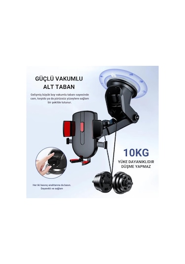 Polham Güçlü Vantuzlu Araç İçi Cam Ve Torpido Üstü Telefon Tutucu, Uzayabilen, Ergonomik 360 Derece Dönebilen