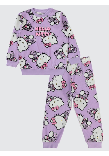 Hello Kitty Kız Çocuk Pijama Takımı 2-5 Yaş Dijital Lavanta Dijital Lavanta Lila