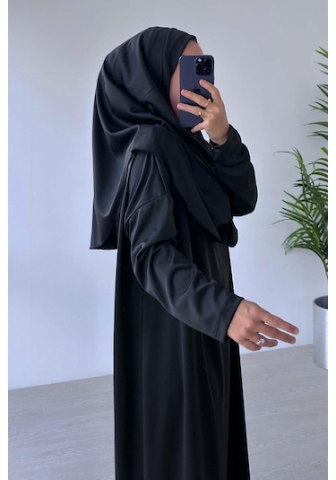 Kahijab Tek Parça Namaz Elbisesi - Siyah Siyah