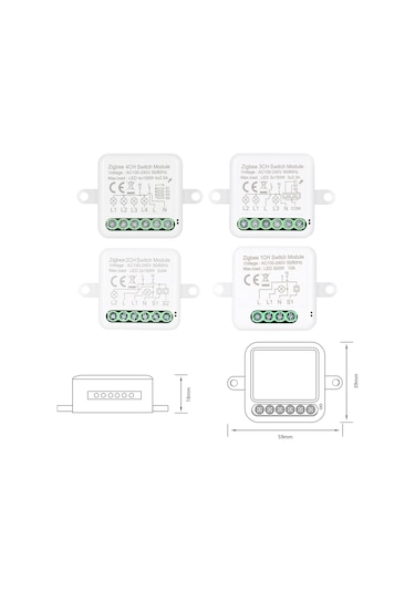 3ch Zigbee Mini Akıllı Anahtar Röle Modülü Akıllı Ev Beyaz
