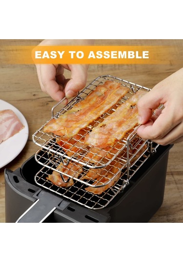 Youtek Çift Bölmeli Ninja Af300uk/af400uk Hava Fritözü İçin 3 Katlı Paslanmaz Çelik Dehidratör Rafı - Meyve Ve Et Kurutma Aksesuarı