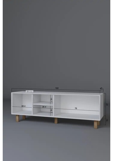 Bohem Serisi Natura Mat Beyaz Pvc Hasır Desen Tv Ünitesi Beyaz