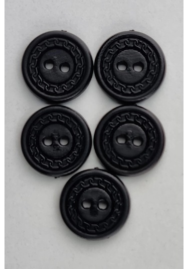 Orta Boy Zincir Desenli Akrilik Siyah Kaban Çeket Hırka Yelek Düğmesi 5 Adet