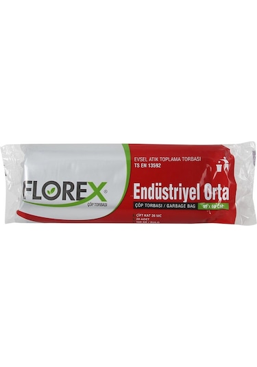 Florex Endüstriyel Orta Boy Çöp Torbası 25 Adet Siyah 55 x 60 CM