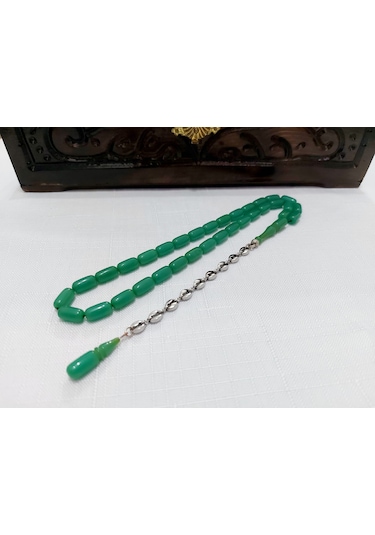 Sinan Songül Usta İmzalı Yeşil Renk Sıkma Kehsibar Tesbih... Ölçü