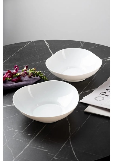 Korall Salat Kabakları Seti 2 Adet 18cm "heart" Opal Cam 331718606 Beyaz