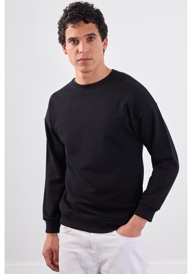 Dufy Siyah Bisiklet Yaka Regular Fit Erkek Sweatshirt Siyah