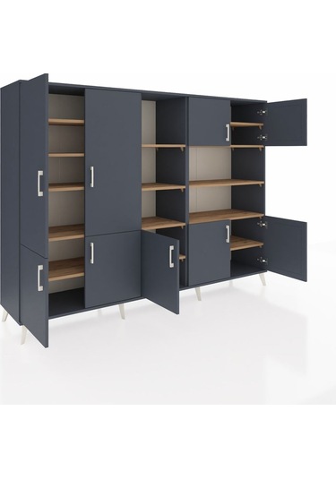 Hyperion Dolap 14 Raflı 9 Kapaklı 220x44x163 Antrasit-antrasit/ça Antrasit-antrasit/çam