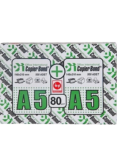Copier Bond A5 Fotokopi Kağıdı 80Gr-500 Li 1 Koli 10 Paket