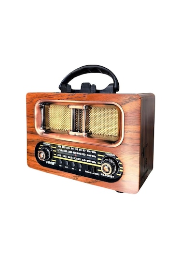 Ns-6635 Büyük Boy Retro, Nostaljik, Ahşap Tasarım Bluetooth Hoparlörlü, Şarjlı, Taşınabilir Fm/am Destekli Radyo -449