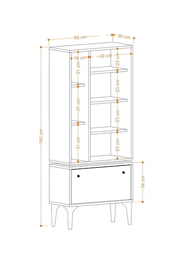 Decormet Fix Kitaplık Dec0056 Safir Meşe Çok Renkli