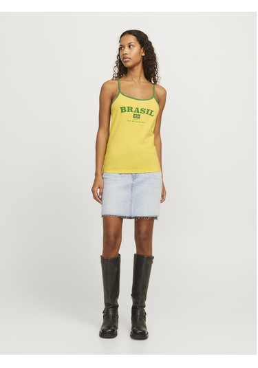 Kadin Gögüs Baskili U Yaka Askili Bluz - Gigi - 12281214 Golden Kiwi