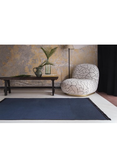 Jassrug Saçaklı Dokuma Kilim 120x180 Petrol Mavi
