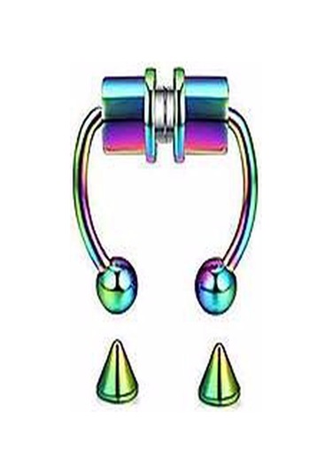 Mıknatıslı Fake Septum Piercing Hologram rengi