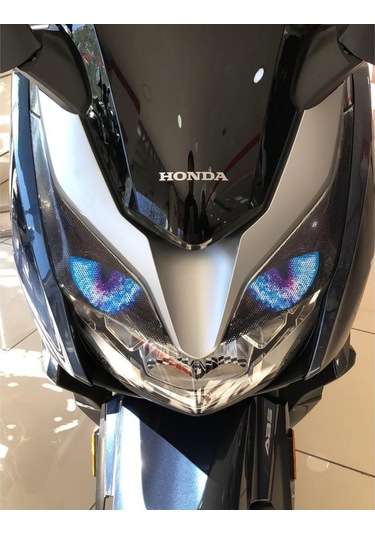 Honda Pcx Far Stiker+far Kaşı 2018-2019-2020 Uyumlu Mavi Çok Renkli