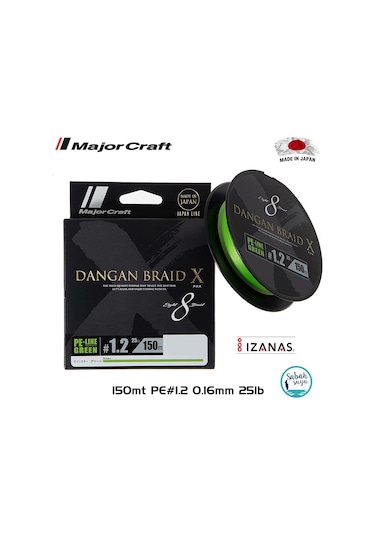 Major Craft Dangan Braid X 8X Ip Misina Pe 1.2 0.16Mm 25Lb/11.34K (541707982)