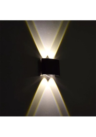 U2 Uranüs Siyah Kasa 10 W. Gün Işığı Dekoratif Çift Yönlü Iç Ve Dış Mekan Bahçe Balkon Teras Aplik Siyah