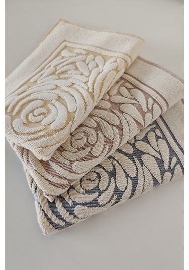 2'li Ayak Havlusu Seti - Zemini Renkli & Üç Boyutlu - %100 Pamuk - Yüksek Su Emici-gül Kurusu Gulkurusu Gül Kurusu