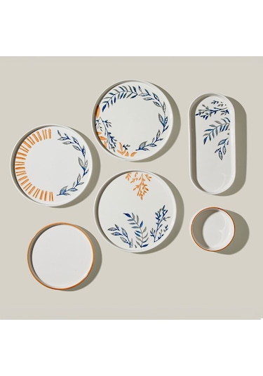 Nehir Aqua Terra 6 Kişilik 15 Parça Seramik Kahvaltı Takımı Açık Mavi