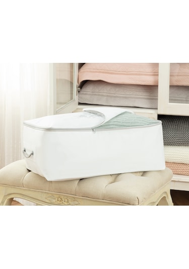 Madame Coco Çiçek Desen Baskılı Hurç - Beyaz / Gri Bhu-1252x28x21cm-beyaz/gri Beyaz - Gri