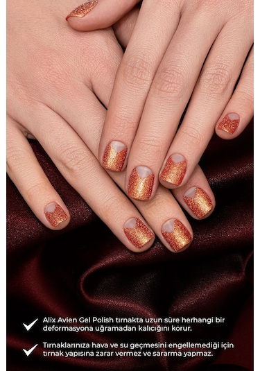 Alix Avien Işıltılı Turuncu Kalıcı Oje 61-yoğun Renk Veren Jel Oje 12 Ml-nail Uv Gel Polish 61