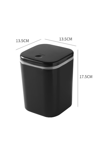 Qingmipy Ofis Masaüstü Çöp Kutusu, Pp Malzeme İle Dayanıklı, Kapaklı, Dormitorio Ve Yatak Odası İçin Küçük Çöp Saklama Kutusu Siyah, 1 Adet