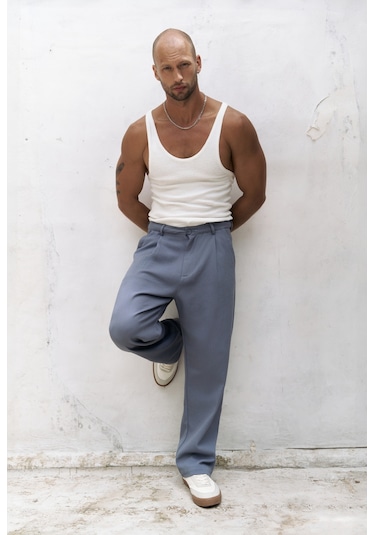 Mai Collection Ayyubay İndigo Pileli Erkek Pantolon İndigo