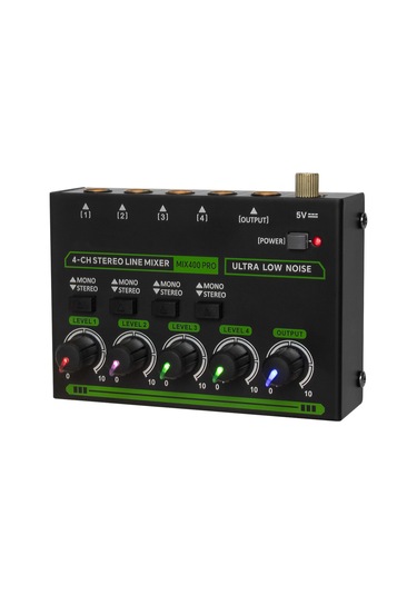 Hfambition Max400-pro Mini Ses Mikseri: 4 Kanal, Ultra Düşük Gürültü, Stereo/monofon Dönüşümü, 6.35mm Giriş, Avrupa Şarj 100-240v 11"