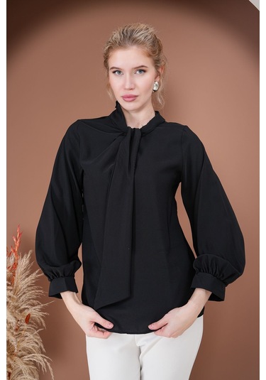 Elegance Bağlamalı Bluz Siyah