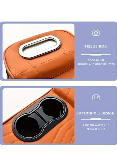 Chuangyinshop Siyah Kırmızı Araç Kolçak Minderi Bardak Tutuculu Kaymaz Yüzeyli Depolama Bölmeli