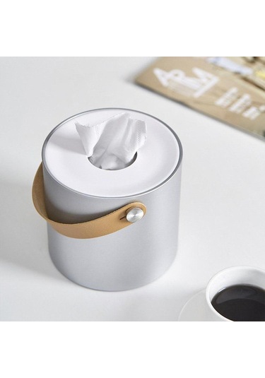 Homyl Gece Sehpası Oturma Odası Şifonyer Için Pu Gümüş Gümüş