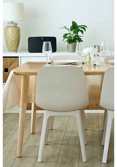 Sarı Simli Şeffaf Muşamba Masa Örtüsü - Farklı Ölçülerde