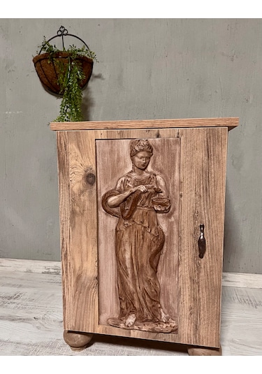 Hygieia Şifa Tanrıçası Ahşap Oyma Komodin Mitolojik