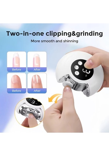 Willowhaven Usb Şarj Edilebilir Yükseltilmiş Güç Sürümü Beyaz Elektrikli Tırnak Makası Ve Dosya 3 Hız Ayarlı Ev Kullanımı İçin Tırnak Bakım Seti
