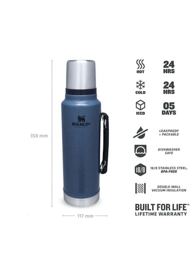 Stanley Klasik Vakumlu Paslanmaz Çelik Termos 1 Lt Mavi