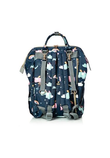 Lal Baby Fil Desenli Anne Bebek Bakım Sırt Çantası Lacivert