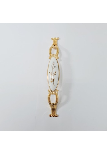 Zümre 128 Mm Metal Gold Kasa Beyaz Yaprak Desenli / 5 Adet Altın