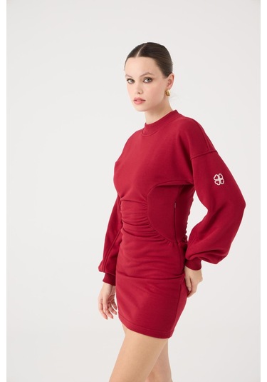 Holly Lolly Belden Oturmalı Mini Nancy Elbise Bordo