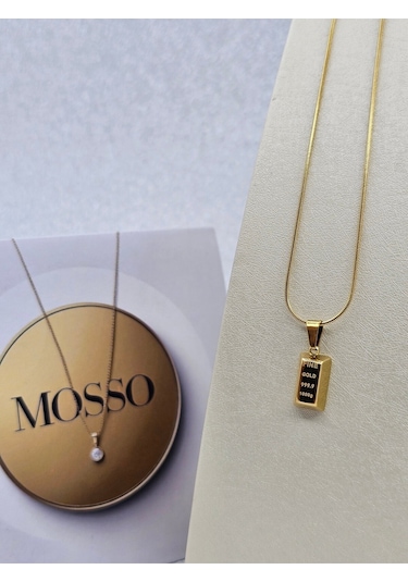 Xuping Külçe Model Çelik Kolye Gold Renk Standart Boy Altın
