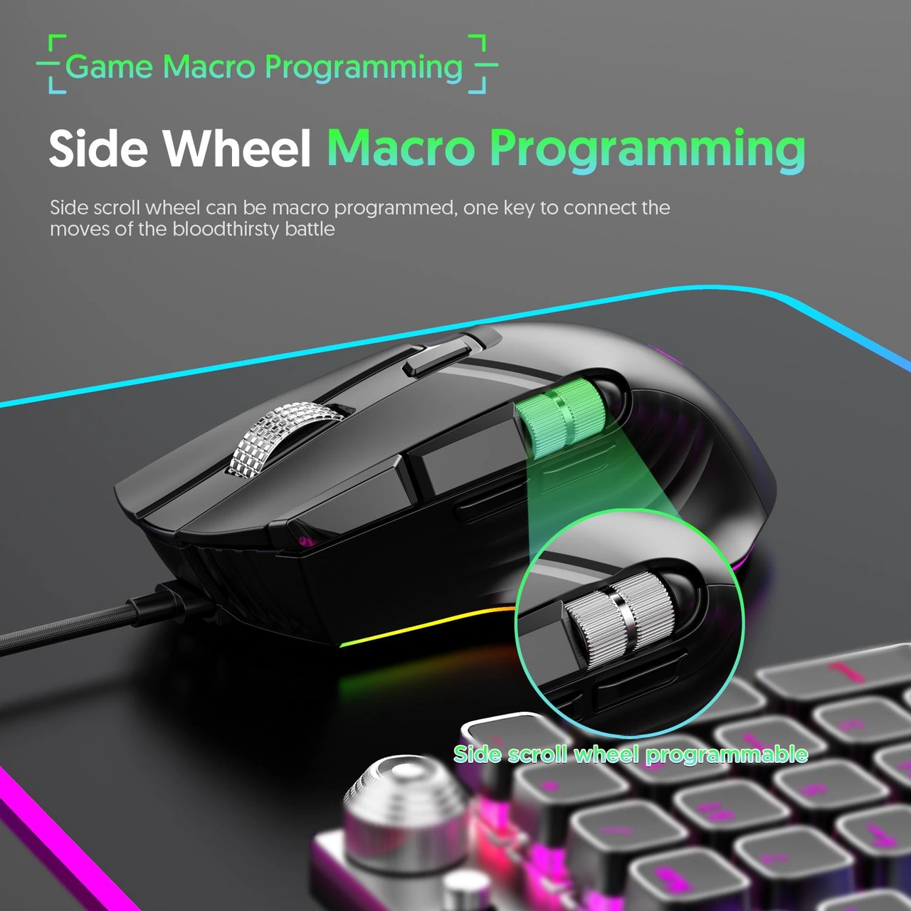 Sones Mkespn X13 Rgb Tam Hızlı Kablolu Oyun Faresi 12400 Dpı 10 Tuşlu Çift Kaydırma Tekerleği Salınımlı Makro Programlanabilir Fare Diğer