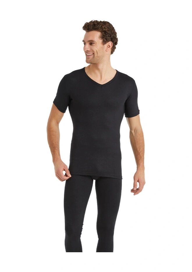 Black Spade Active Erkek Termal T-shirt Kısa 1263 Bej - Siyah