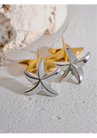 Novahub Altın 316l Paslanmaz Çelik Denizyıldızı Büyük Küpe Kadınlar İçin Anti Alerjik Takı Plaj Hediye Yeni Altın