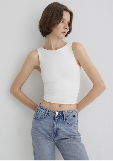 Mavi - Kayık Yaka Beyaz Poliamid Top 1613497-70057 Beyaz