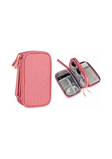 Fastbuy Siyah Dijital Aksesuar Depolama Çantası 21x12.5x6 Cm, Su Geçirmez 2 Bölmeli Taşınabilir Elektronik Organizatör