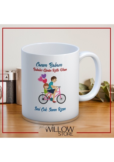 Babalar Günü Temalı İsimli Kişiye Özel Seramik Kupa Bardak-78 Beyaz