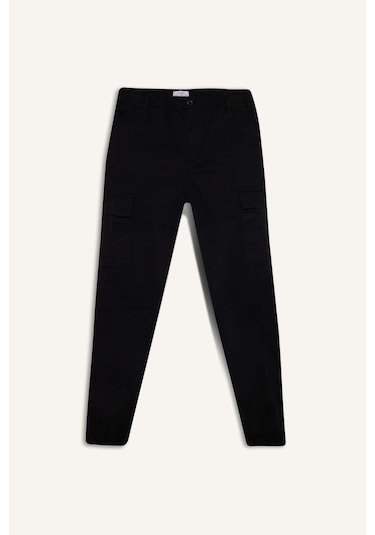 DeFacto Regular Gabardin Jogger Pantolon Kargo Cepli Beli Paçası Lastikli C9163AX25SPBK81