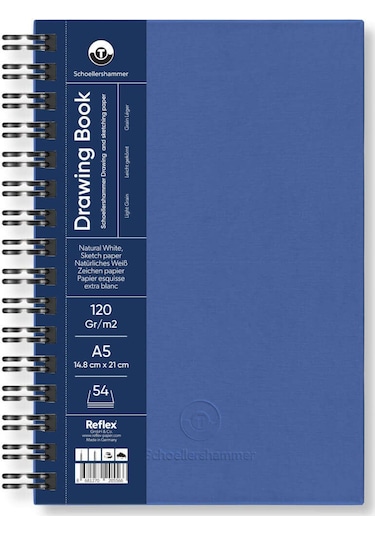 Schoellershammer Drawing Pad Mavi Sert Kapak Çizim Defteri 120 Gr A5 54 Yaprak
